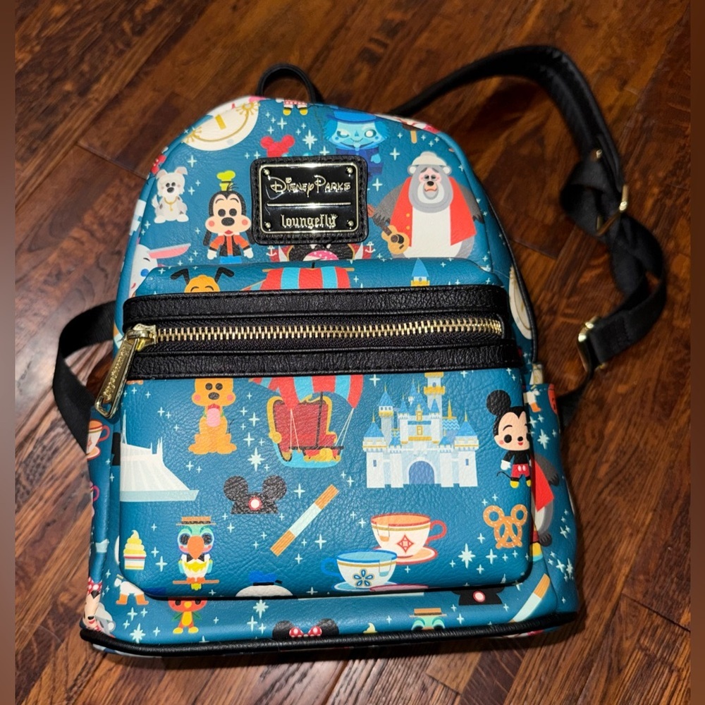 LOUNGEFLY Disney Park Chibi Icons Mini Backpack in Teal